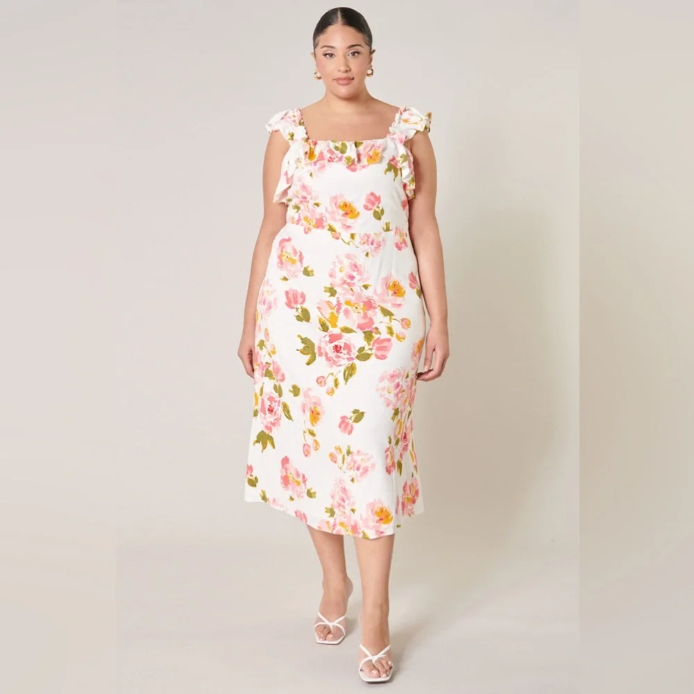 Worn Once - Sugarlips Curve Magdalena Midi Dress in Pink & W… - Picture 9 of 16